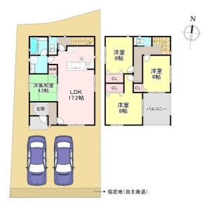 間取り・4LDK! 香芝市下田西2丁目 第2 新築戸建 1号棟 間取り